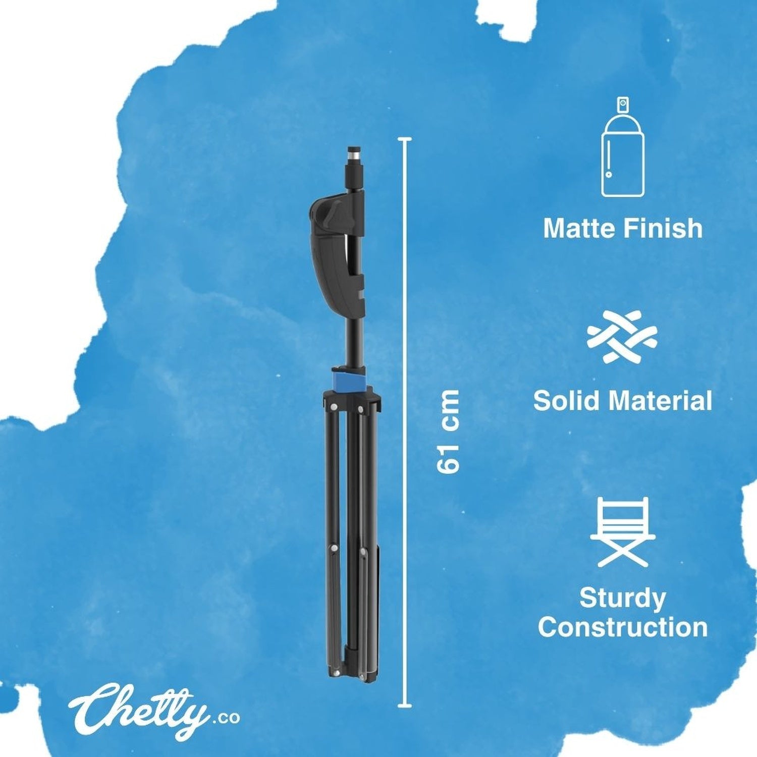 Chetty MT12 2-in-1 Tripod Microphone Stand with Telescopic Boom Arm & Collapsible base