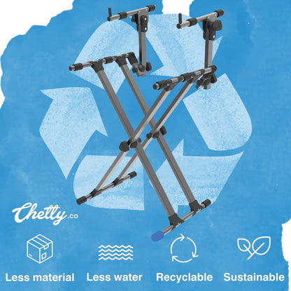 Chetty TT14 Two-Tier Double Braced Keyboard Stand with 11 level Gear Locking