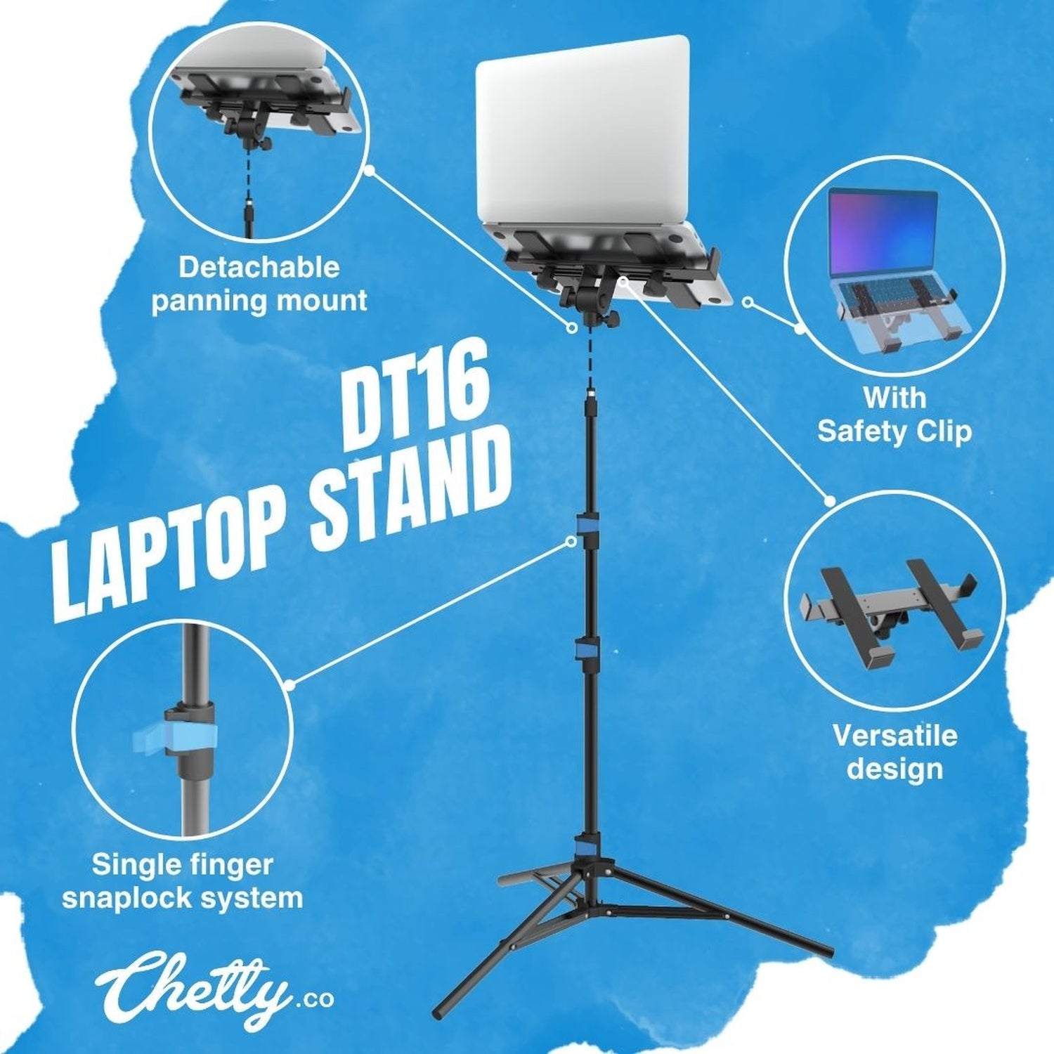 Chetty DT16 2-in-1 Laptop Tablet Tripod Stand