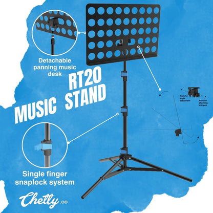 Chetty RT20 Collapsible Tripod Detachable Music Stand with Detachable Music Mount