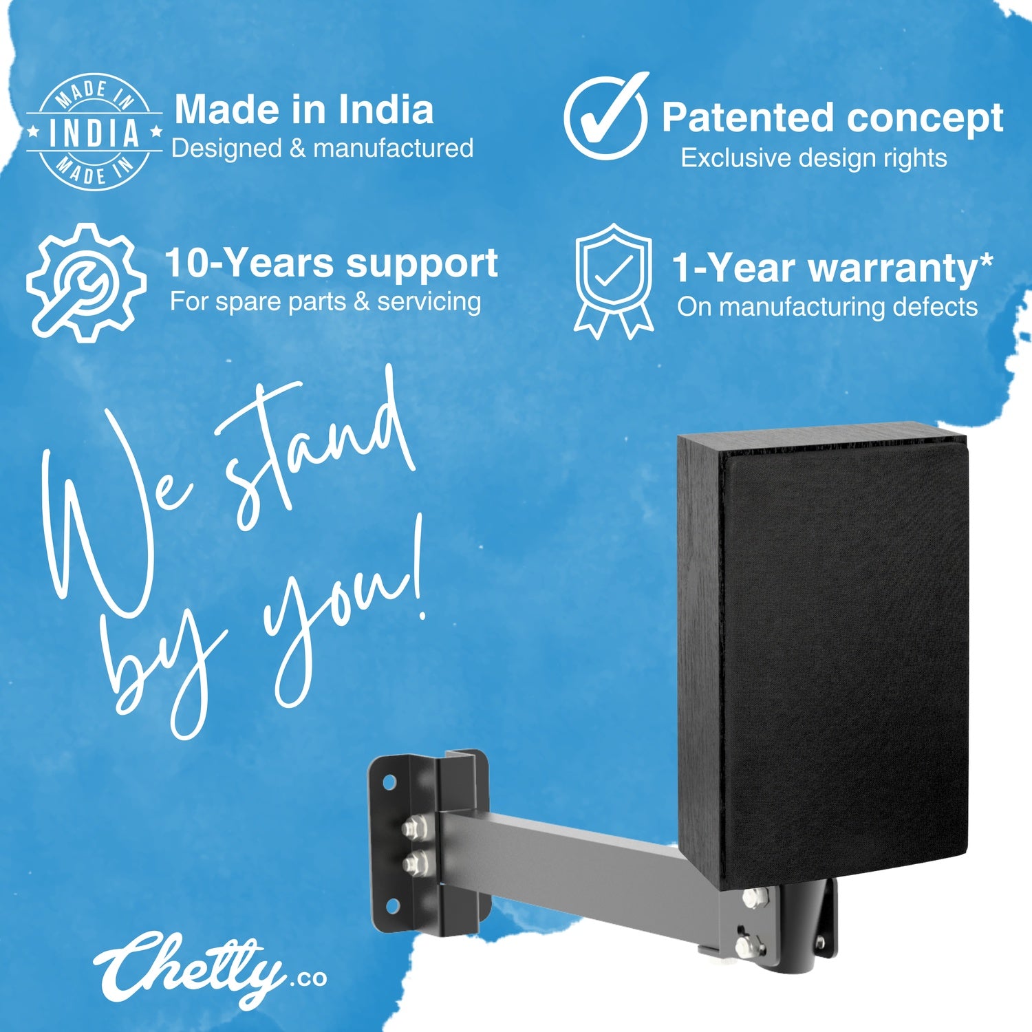 Chetty W11 Speaker Wall Mount with Adjustable Tilt & Angle