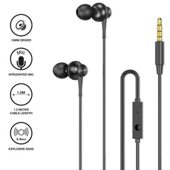 FLiX In-Ear Wired Headphones Black FLiX (Beetel) Tone 130 Wired Headset - Black