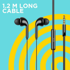 FLiX In-Ear Wired Headphones Black FLiX (Beetel) Tone 210 In Ear Wired Headset - Black