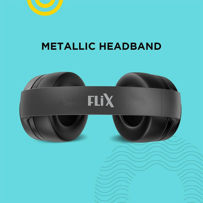 flix over-ear wireless headphones black flix (beetel) x1 bt 5.0 over ear wireless headphone - black     