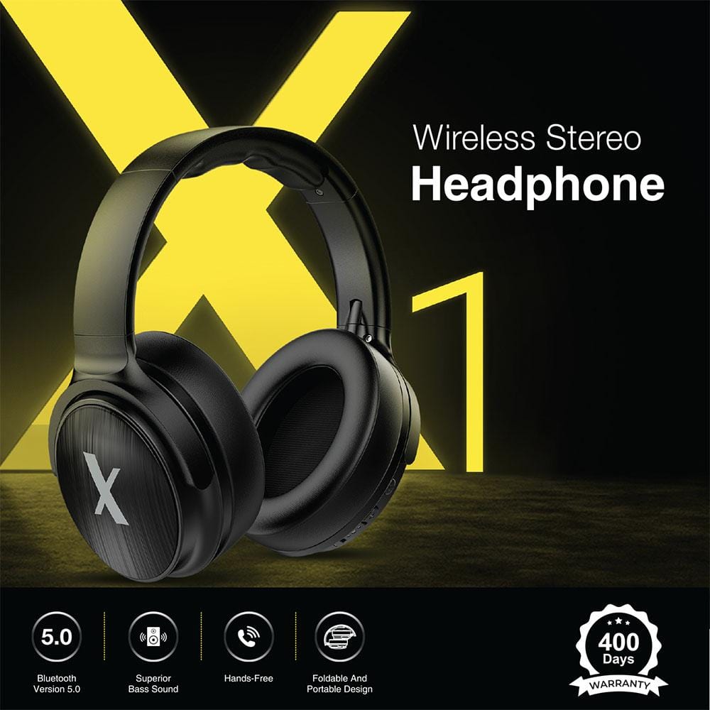 flix over-ear wireless headphones black flix (beetel) x1 bt 5.0 over ear wireless headphone - black     