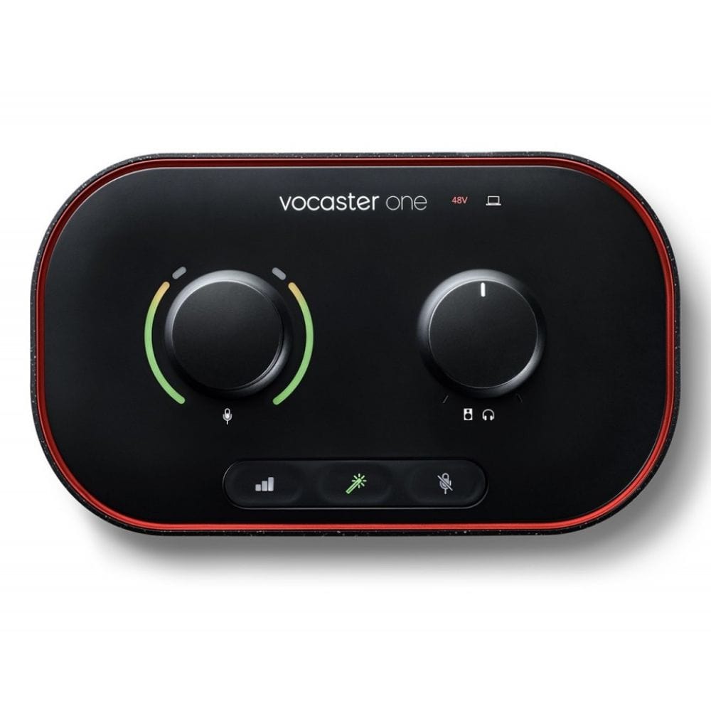 focusrite audio interfaces black focusrite vocaster one studio usb-c podcasting audio interface bundle 