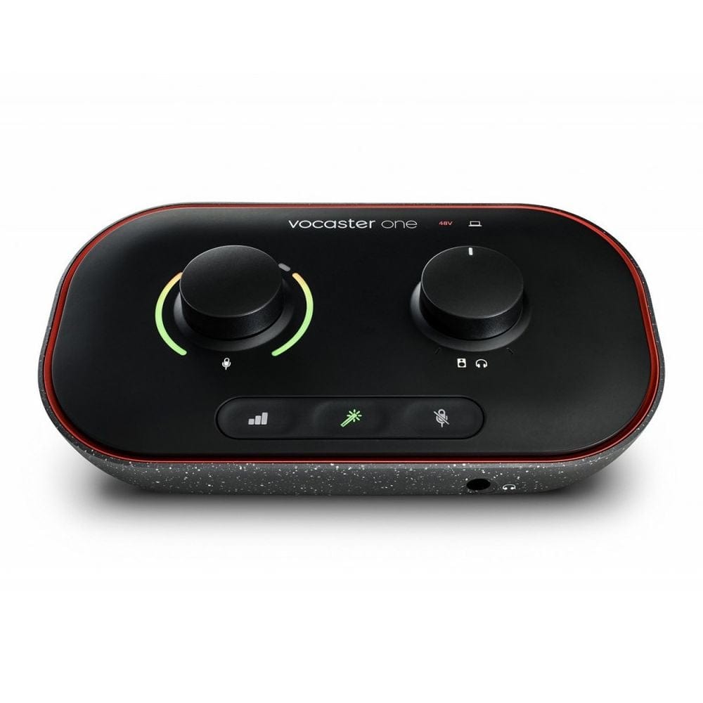 focusrite audio interfaces black focusrite vocaster one studio usb-c podcasting audio interface bundle 