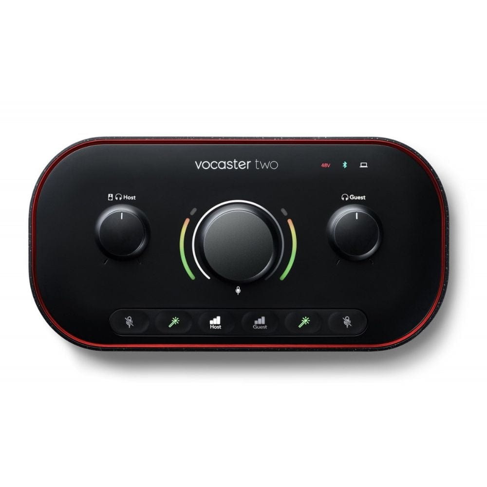 focusrite audio interfaces black focusrite vocaster two studio usb-c podcasting audio interface bundle   