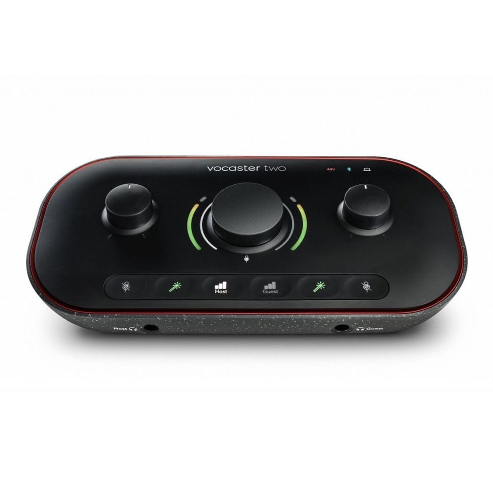 focusrite audio interfaces black focusrite vocaster two studio usb-c podcasting audio interface bundle   