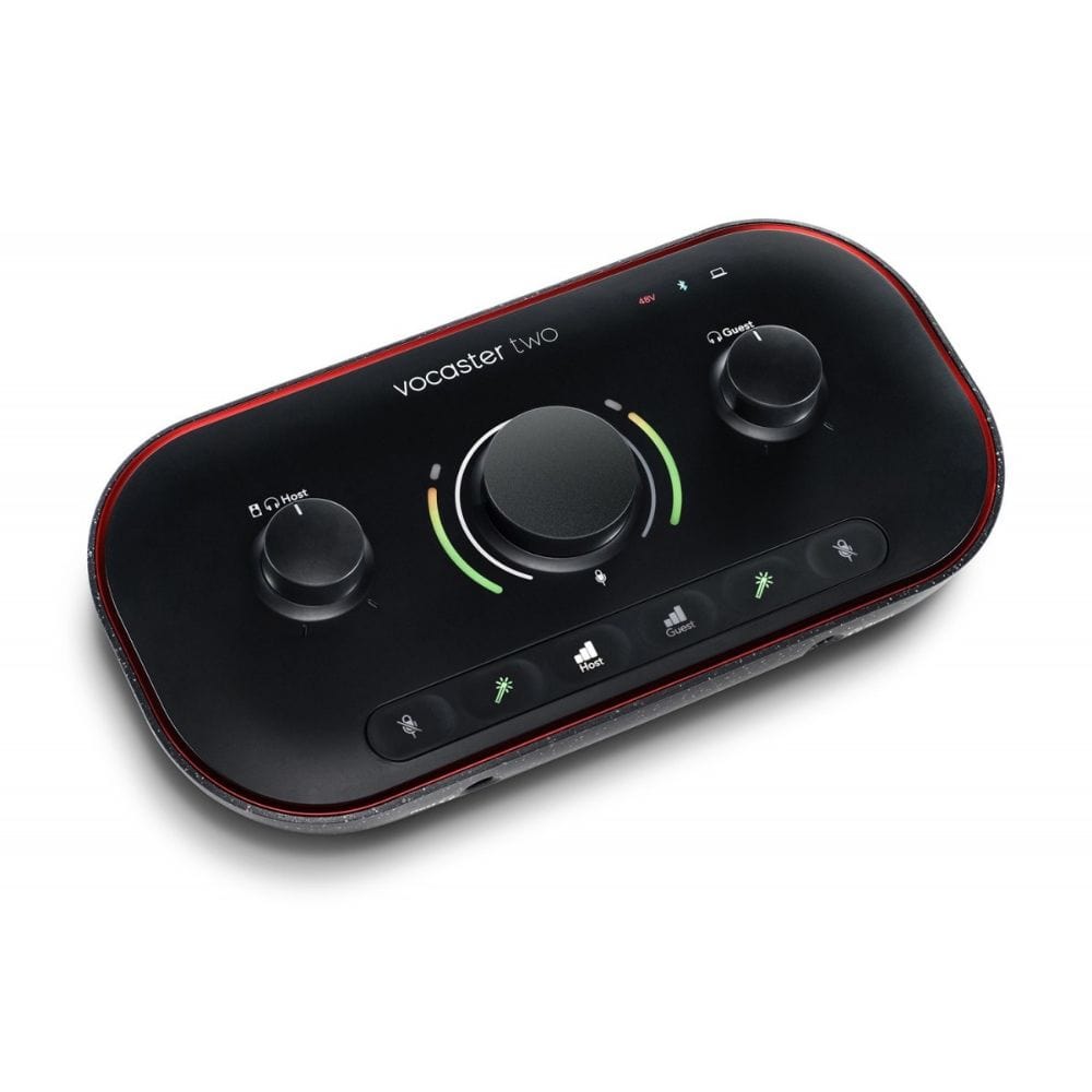 focusrite audio interfaces black focusrite vocaster two studio usb-c podcasting audio interface bundle   