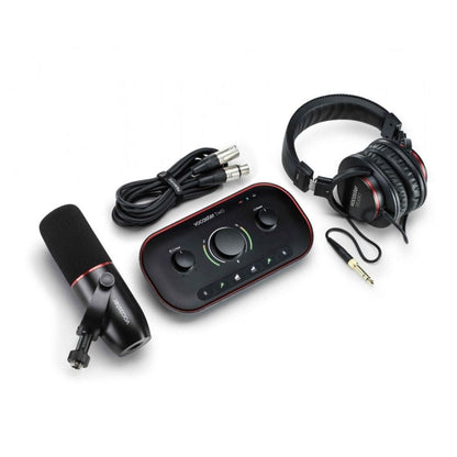 focusrite audio interfaces black focusrite vocaster two studio usb-c podcasting audio interface bundle   