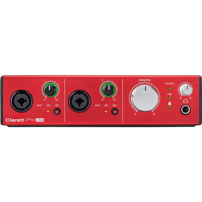 focusrite audio interfaces focusrite clarett 2pre 10-in, 4-out usb audio interface