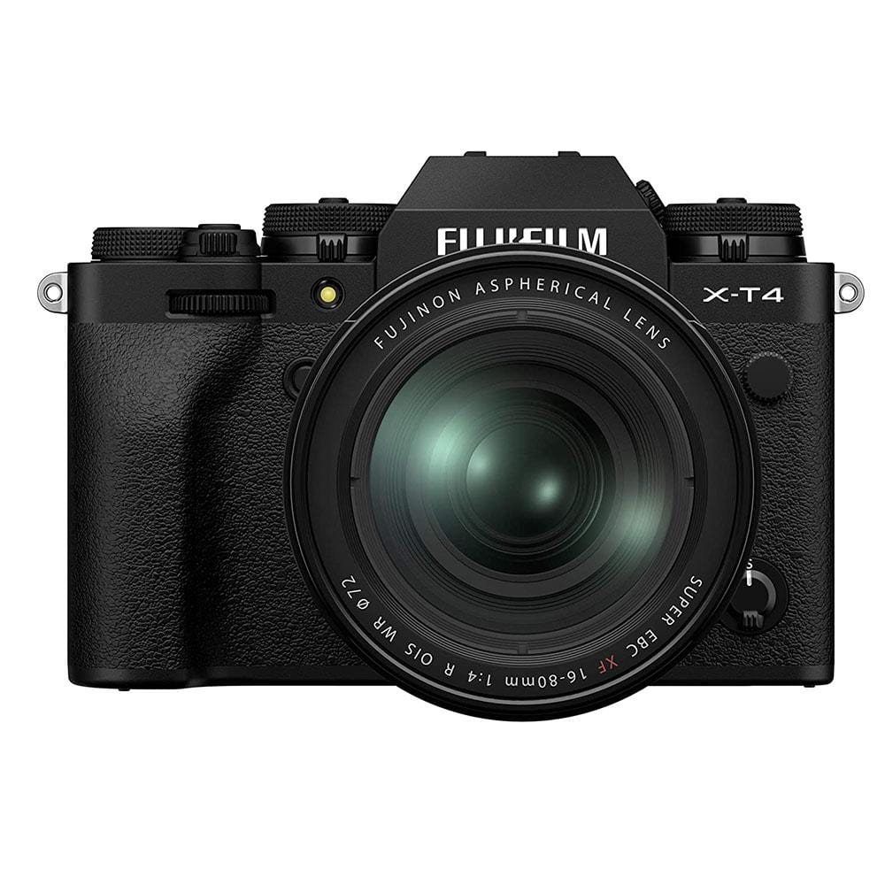 fujifilm action cameras black fujifilm x-t4 26 mp mirrorless camera body with xf16-80mm lens - black  