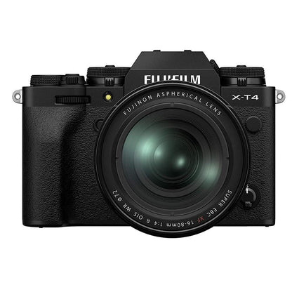 fujifilm action cameras black fujifilm x-t4 26 mp mirrorless camera body with xf16-80mm lens - black  