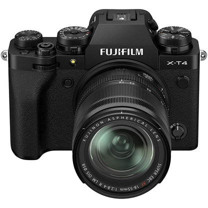 fujifilm action cameras black fujifilm x-t4 26mp mirrorless camera body with xf18-55mm lens - black   