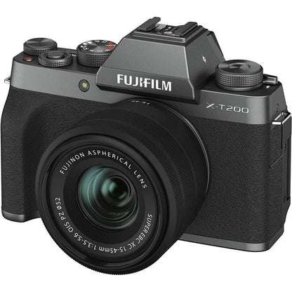 fujifilm action cameras dark silver fujifilm x-t200 24.2 mp mirrorless camera with xc 15-45 mm lens - dark silver 