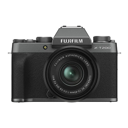fujifilm action cameras dark silver fujifilm x-t200 24.2 mp mirrorless camera with xc 15-45 mm lens - dark silver 