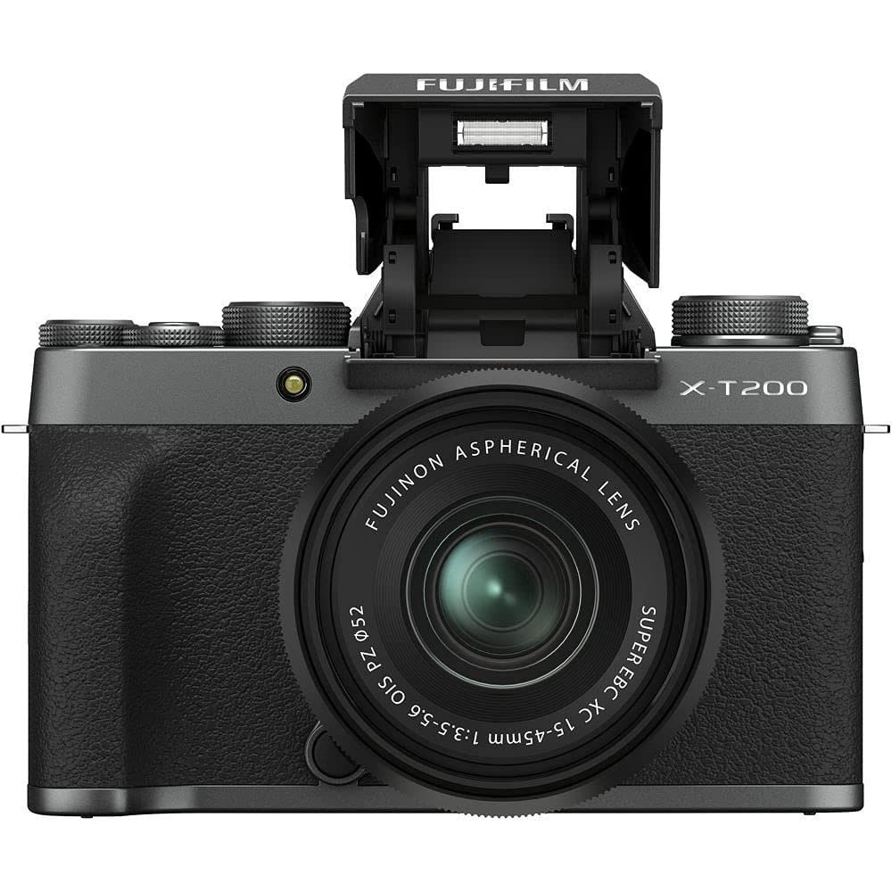 fujifilm action cameras dark silver fujifilm x-t200 24.2 mp mirrorless camera with xc 15-45 mm lens - dark silver 