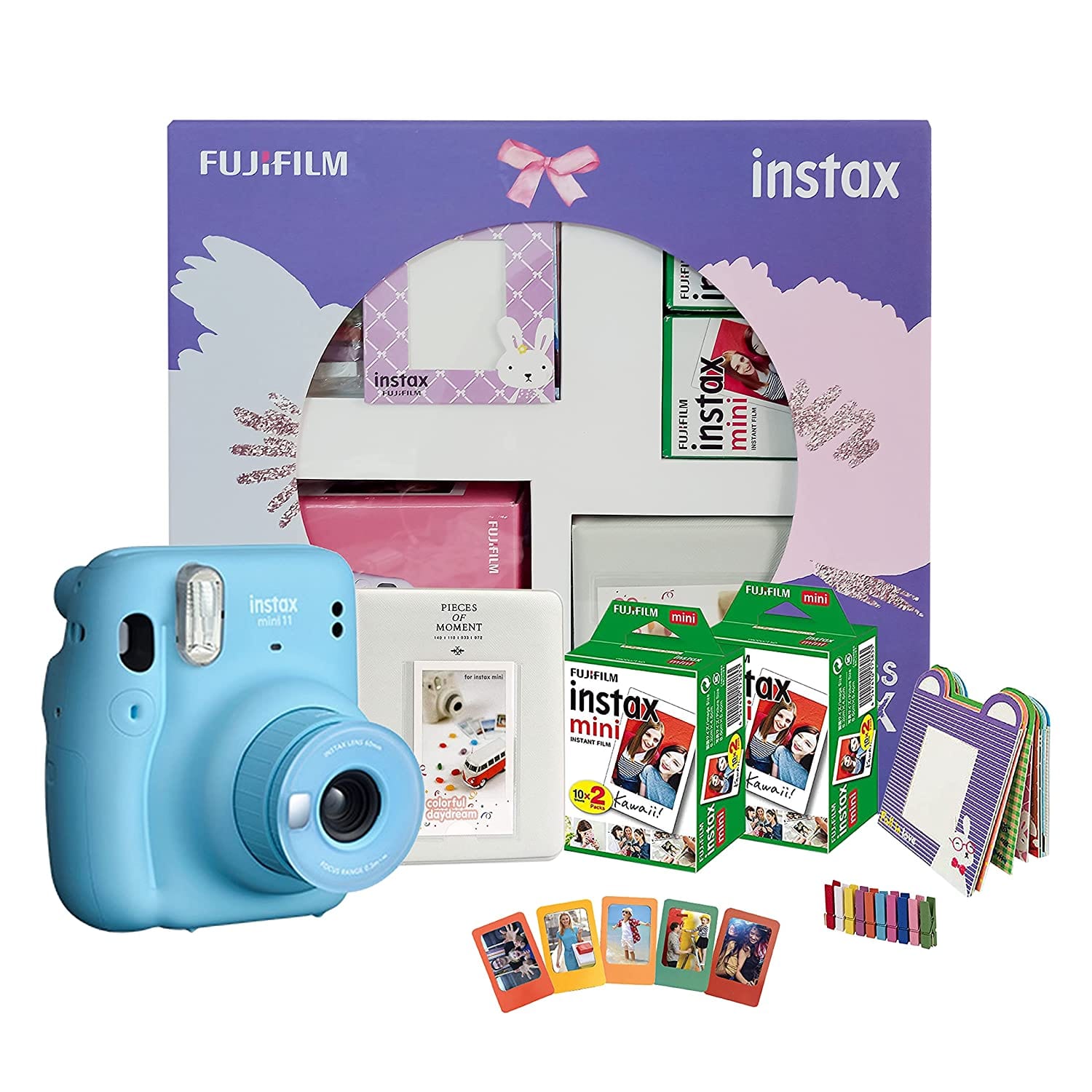fujifilm action cameras sky blue fujifilm instax mini 11 bundle pack with 20 shot film instant camera  #color_sky-blue