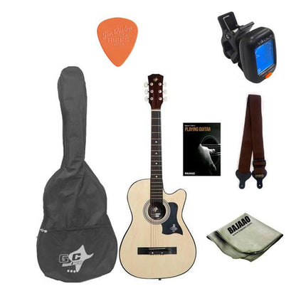 gc acoustic guitar bundles natural gc 38c acoustic guitar starter pack with e-book  