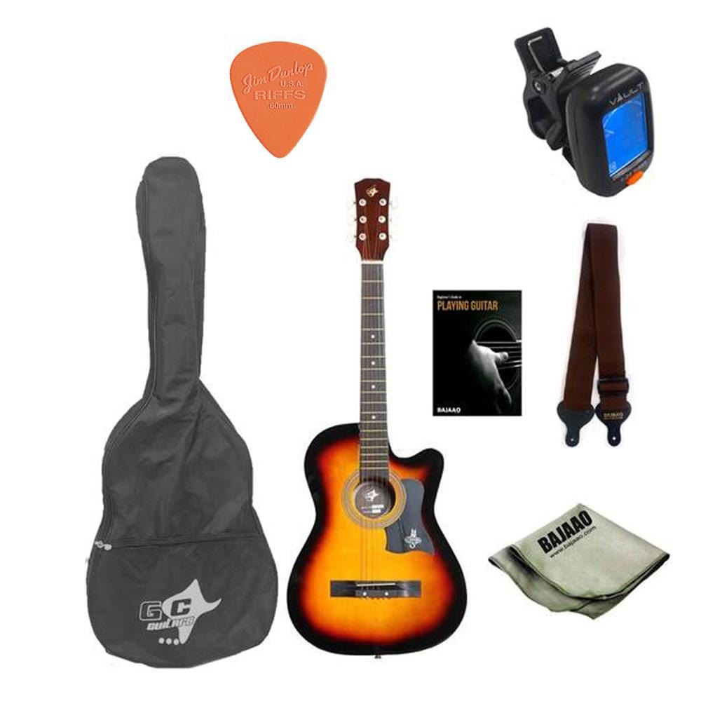 gc acoustic guitar bundles sunburst gc 38c acoustic guitar starter pack with e-book  #color_sunburst