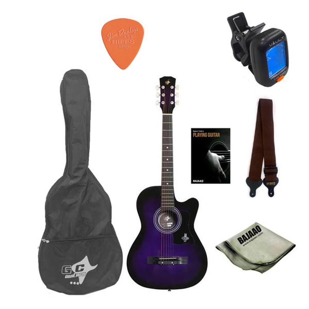 gc acoustic guitar bundles violet burst gc 38c acoustic guitar starter pack with e-book  #color_violet-burst