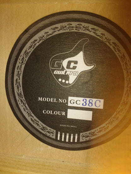 gc acoustic guitars gc 38c acoustic guitar with truss rod and bag - blue burst - open box b stock    
