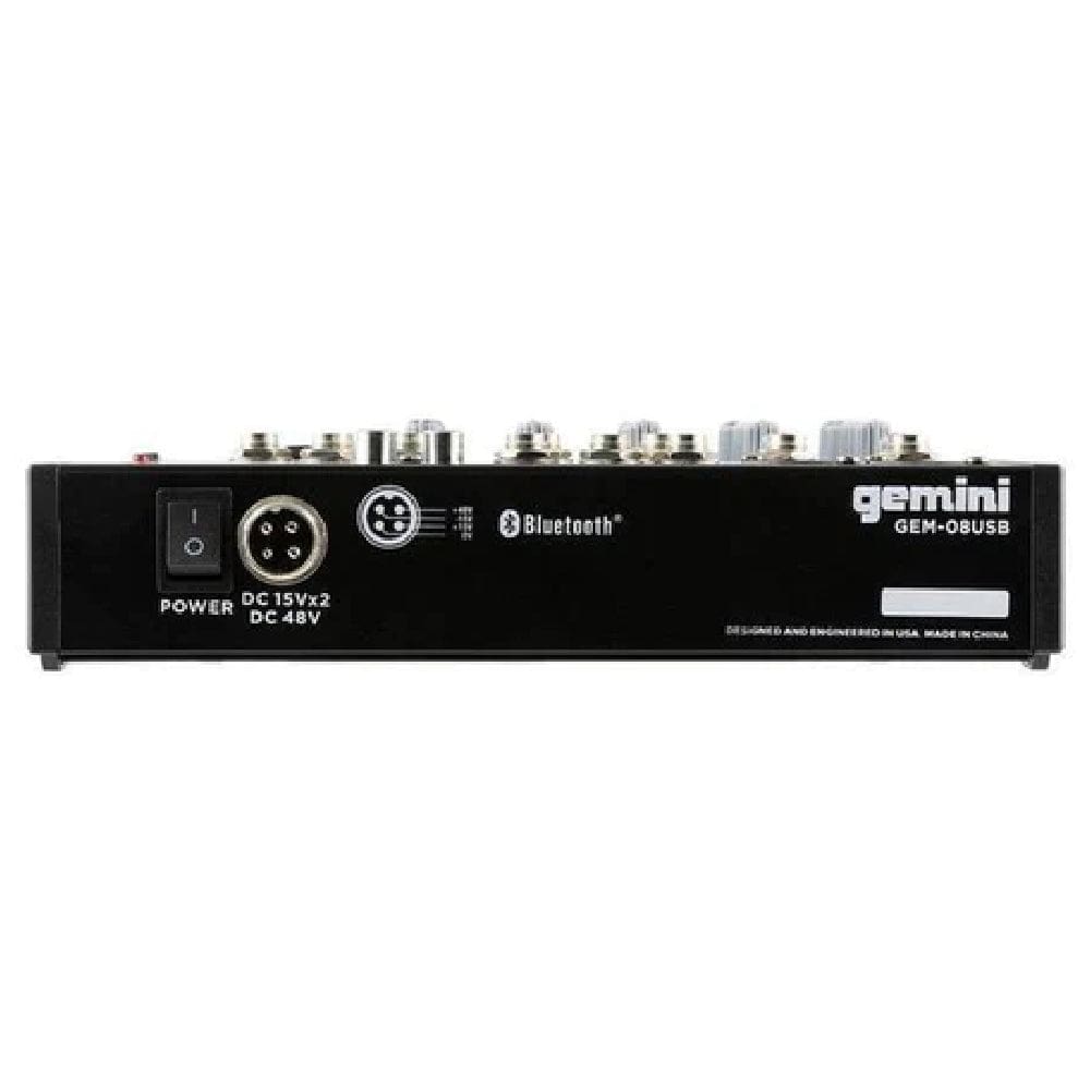Gemini Analog Mixers Grey Gemini GEM-08USB Compact 8 Channel Bluetooth Mixer