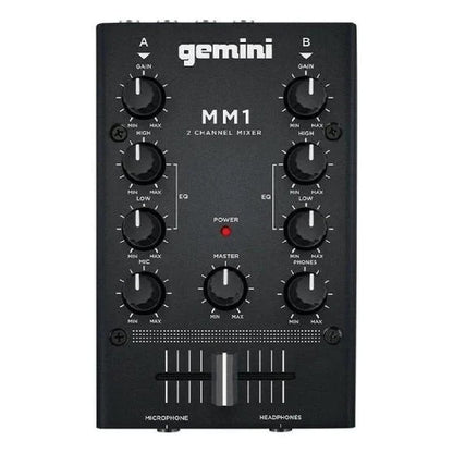 Gemini Dj Mixers Black Gemini MM1 2-Channel Pocket-Sized DJ Mixer