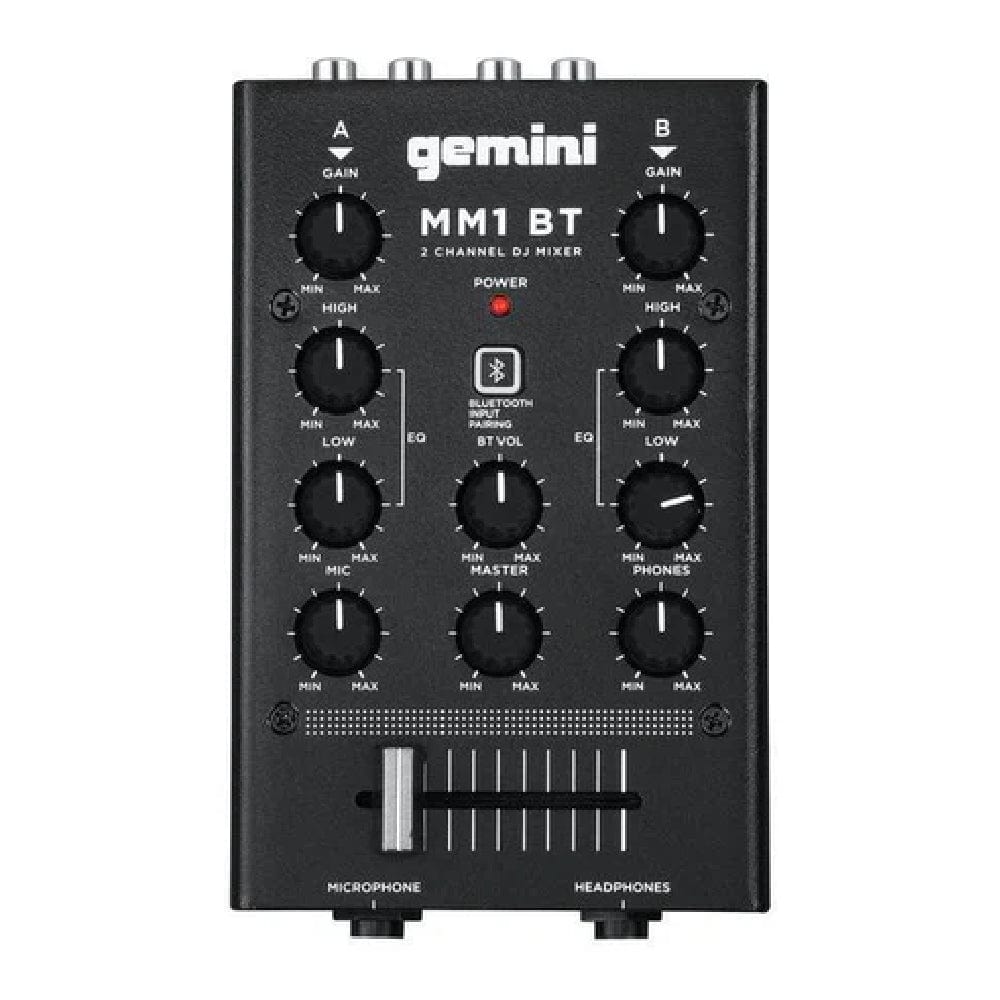 gemini dj mixers black gemini mm1bt 2-channel professional analog dj mixer with bluetooth input      
