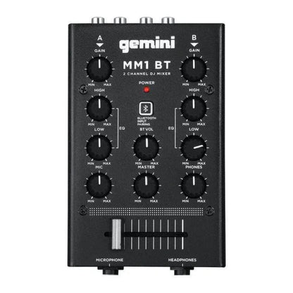 gemini dj mixers black gemini mm1bt 2-channel professional analog dj mixer with bluetooth input      