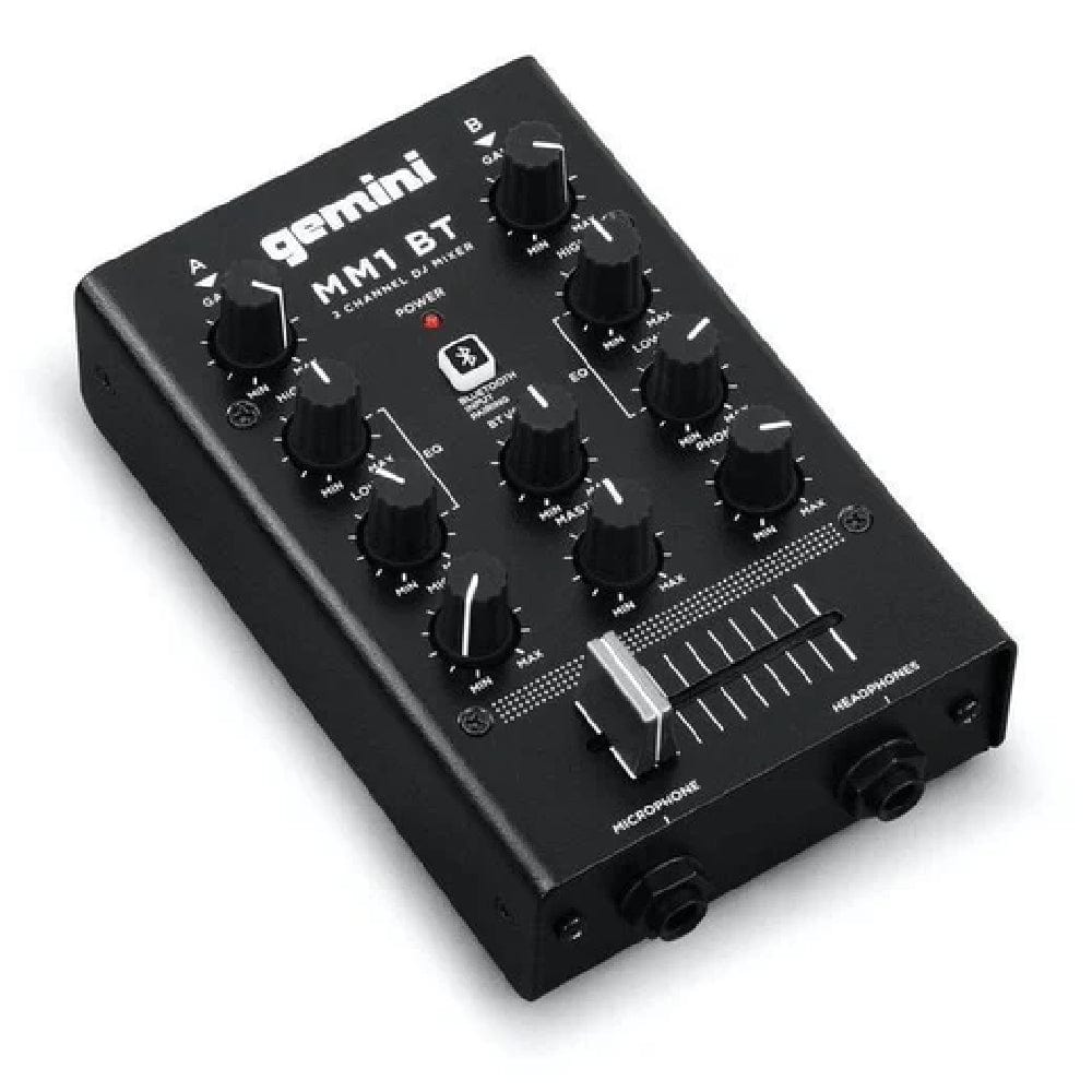 gemini dj mixers black gemini mm1bt 2-channel professional analog dj mixer with bluetooth input      #color_black-red