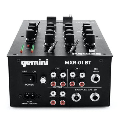 gemini dj mixers black gemini mxr 01 bt 2-channel professional dj mixer with bluetooth input 