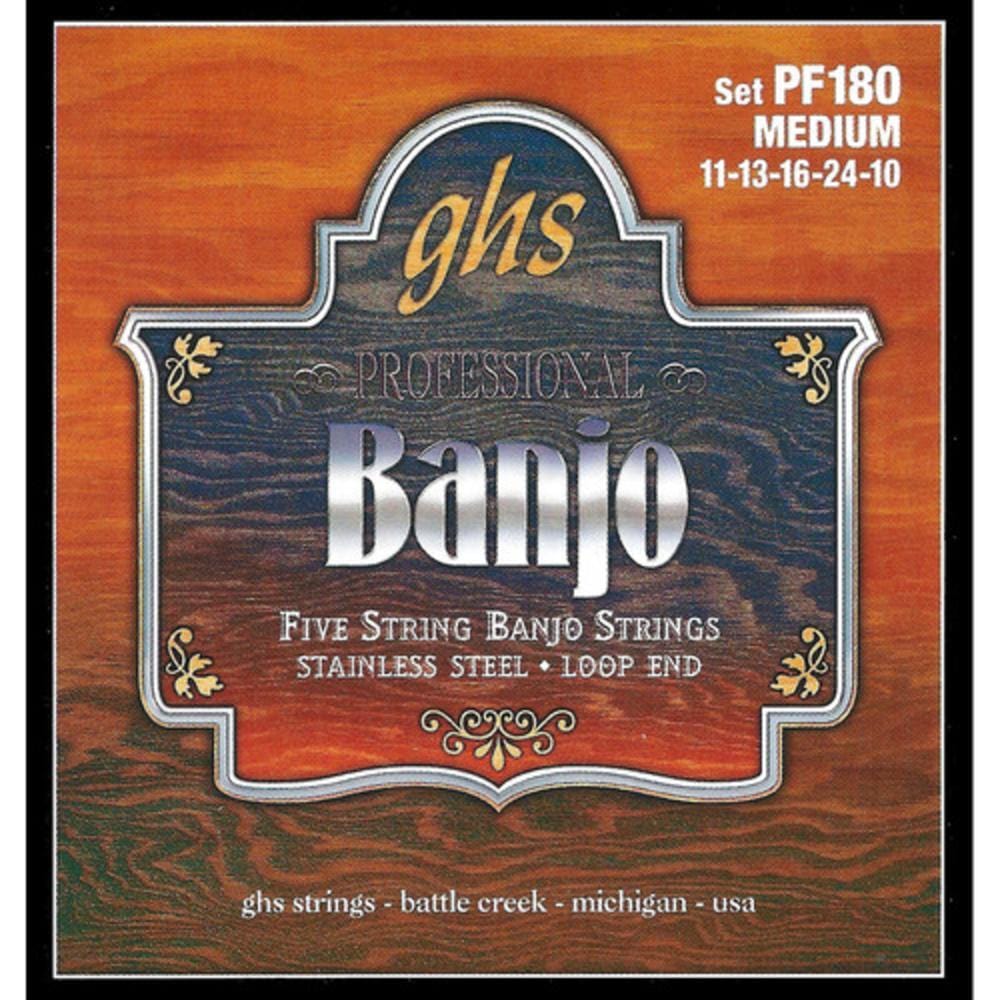 ghs banjo strings ghs pf180 medium guage stainless steel banjo strings with loop end - 11 - 10