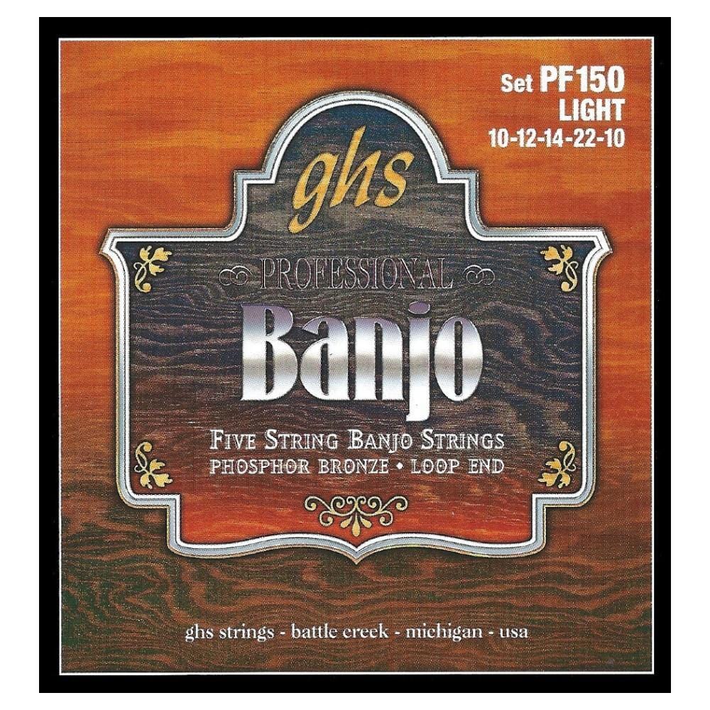 ghs banjo strings ghs strings pf150 5-string banjo strings phosphor bronze - light - 10-22