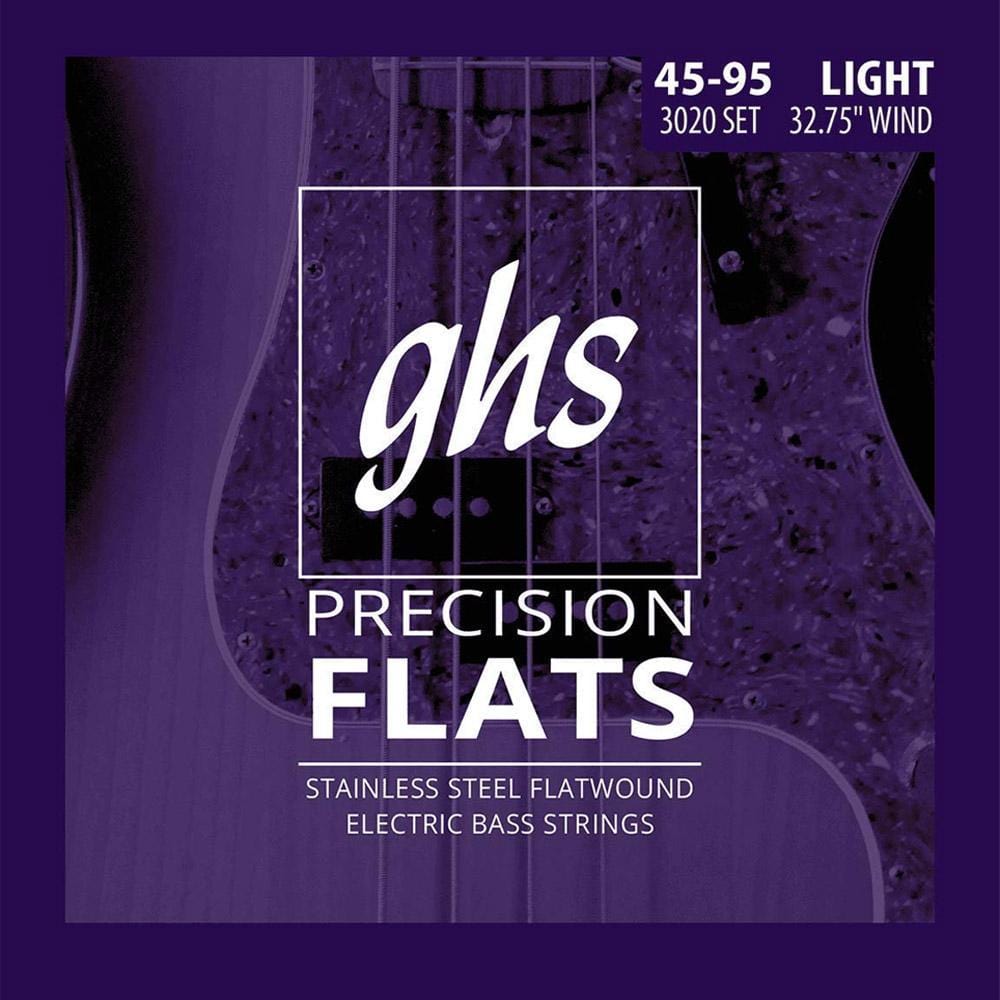 ghs bass guitar strings ghs 3020 short scale precision flats bass guitar strings - light - 45-95