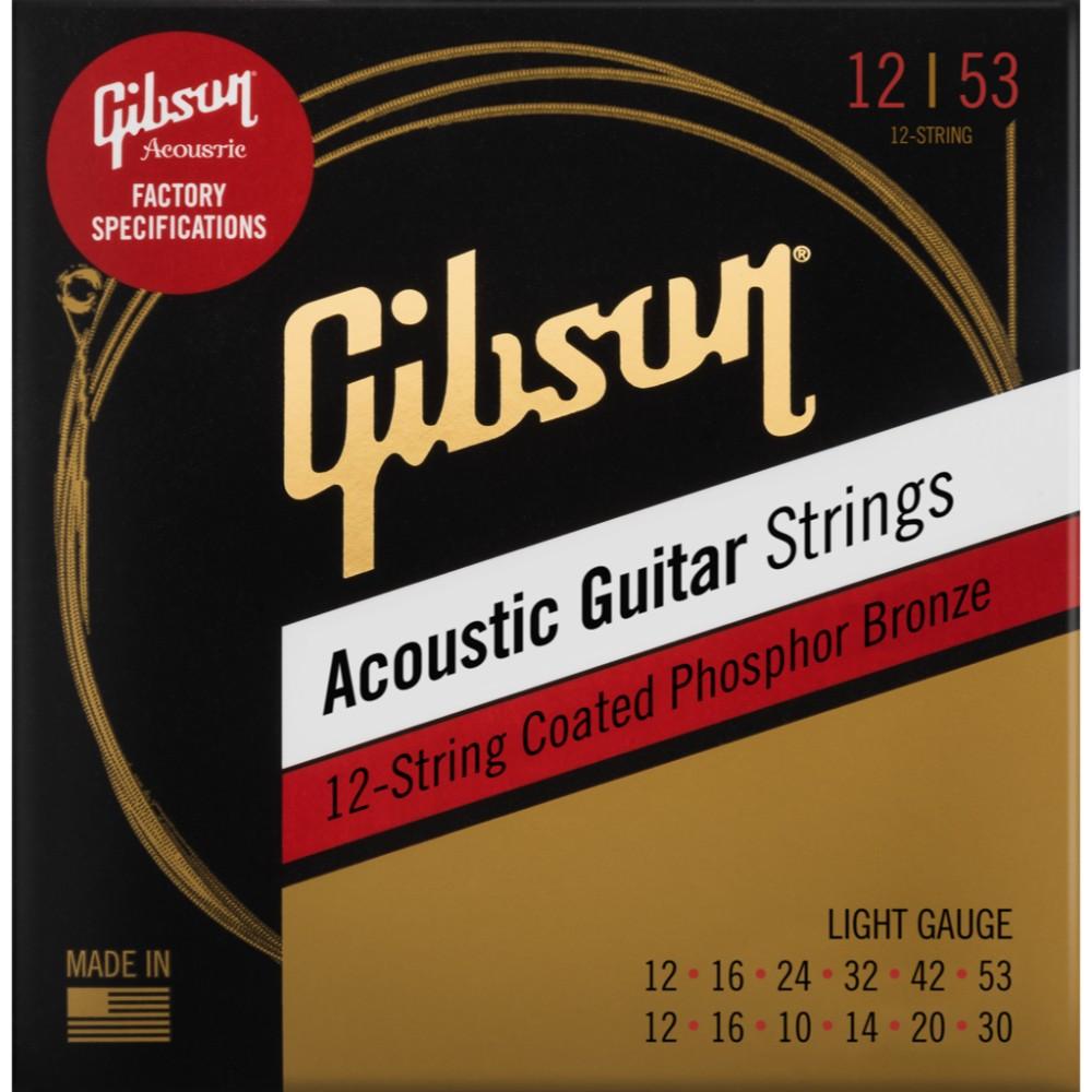 Gibson Acoustic Guitar Strings Gibson SAG-PB12L Coated Phosphor Bronze Acoustic Guitar Strings- 12-String Set