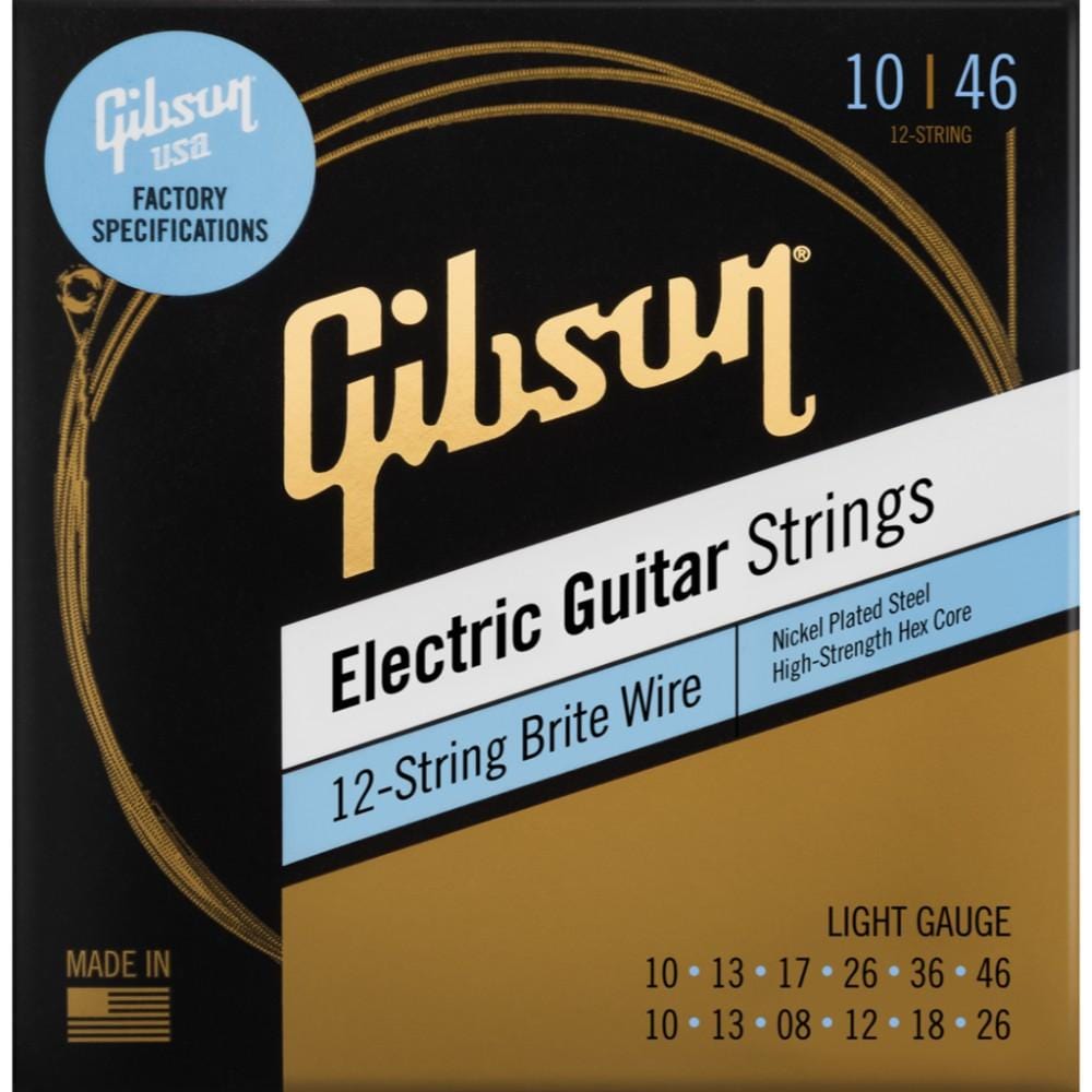 Gibson Electric Guitar Strings Gibson Brite Wire Electric Guitar Strings- Light Gauge- 12-String Set