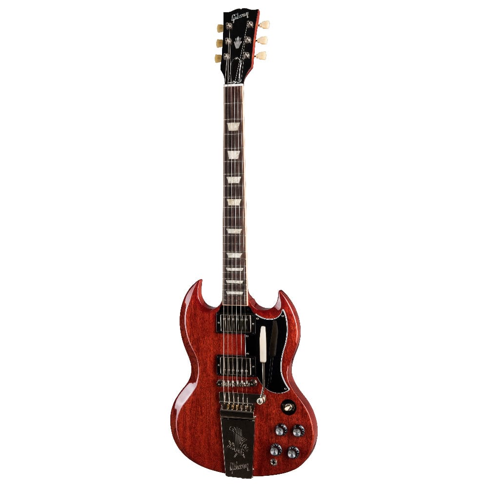 gibson electric guitars vintage cherry gibson sg standard 61 maestro vibrola 6 string electric guitar   