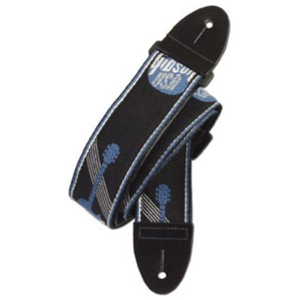 gibson guitar straps gibson asgg-800 2inch woven guitar logo strap - blue