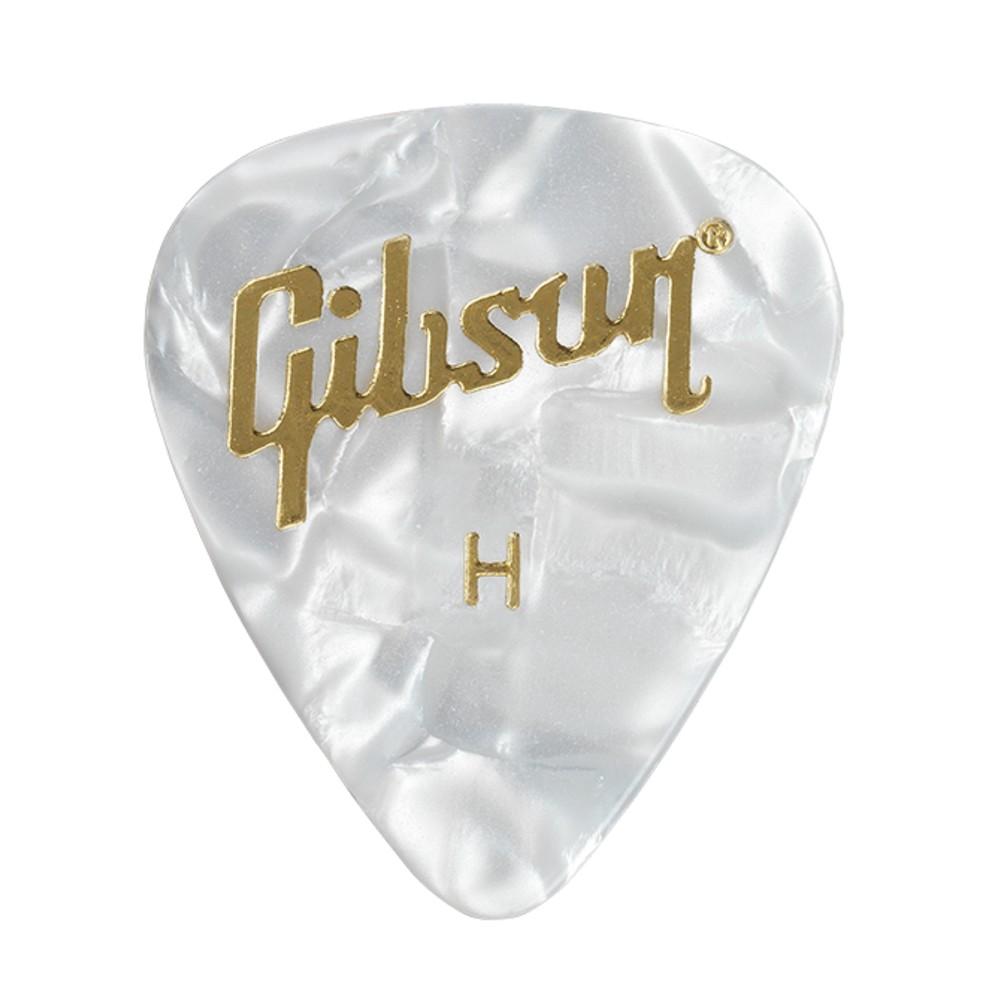 gibson picks heavy gibson aprw12-74 white pearloid picks- pack of 12    