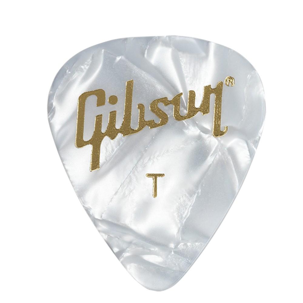 gibson picks thin gibson aprw12-74 white pearloid picks- pack of 12    #size_thin