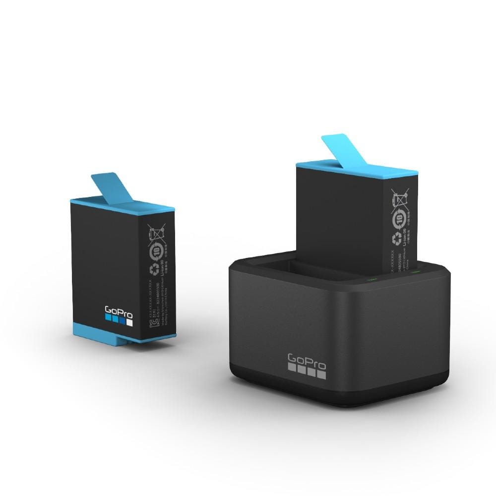 gopro action camera accessories gopro dual battery charger + spare battery for hero 9 black