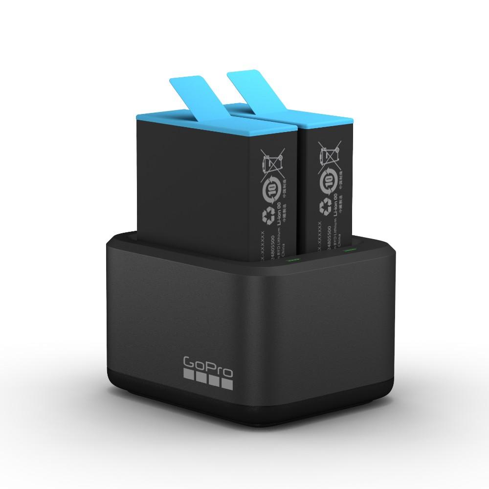 gopro action camera accessories gopro dual battery charger + spare battery for hero 9 black