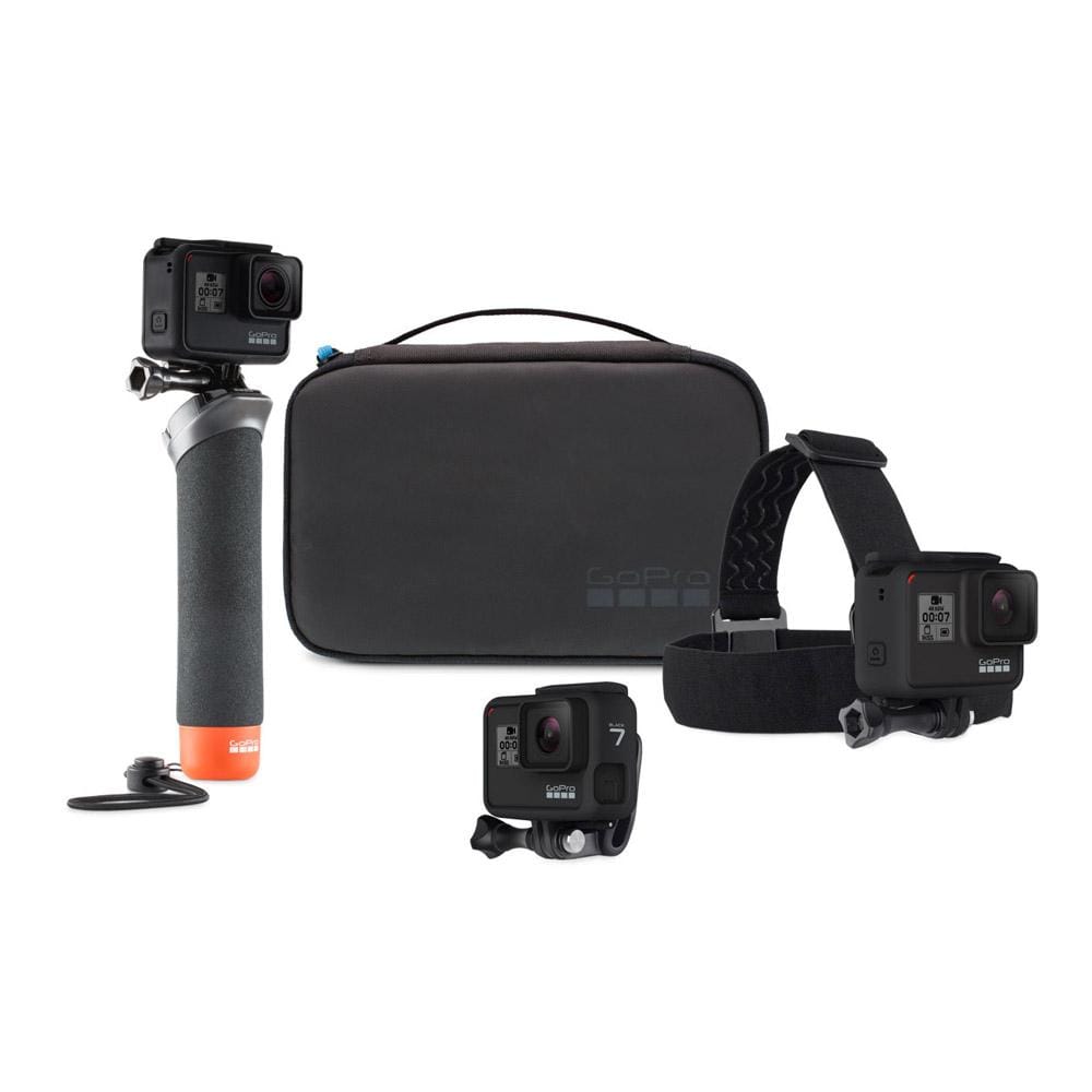gopro action camera accessories gopro hero adventure kit with floating handler, case & head strap