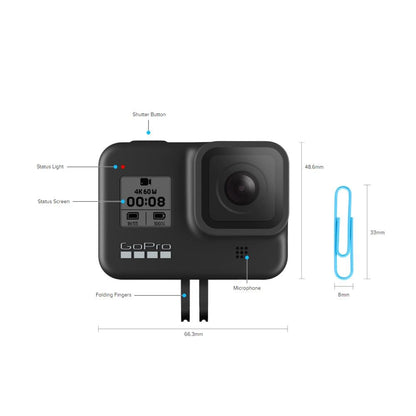 gopro action cameras black gopro hero 8 hypersmooth streamlined 4k action camera with light mod- black with 2 year warranty   