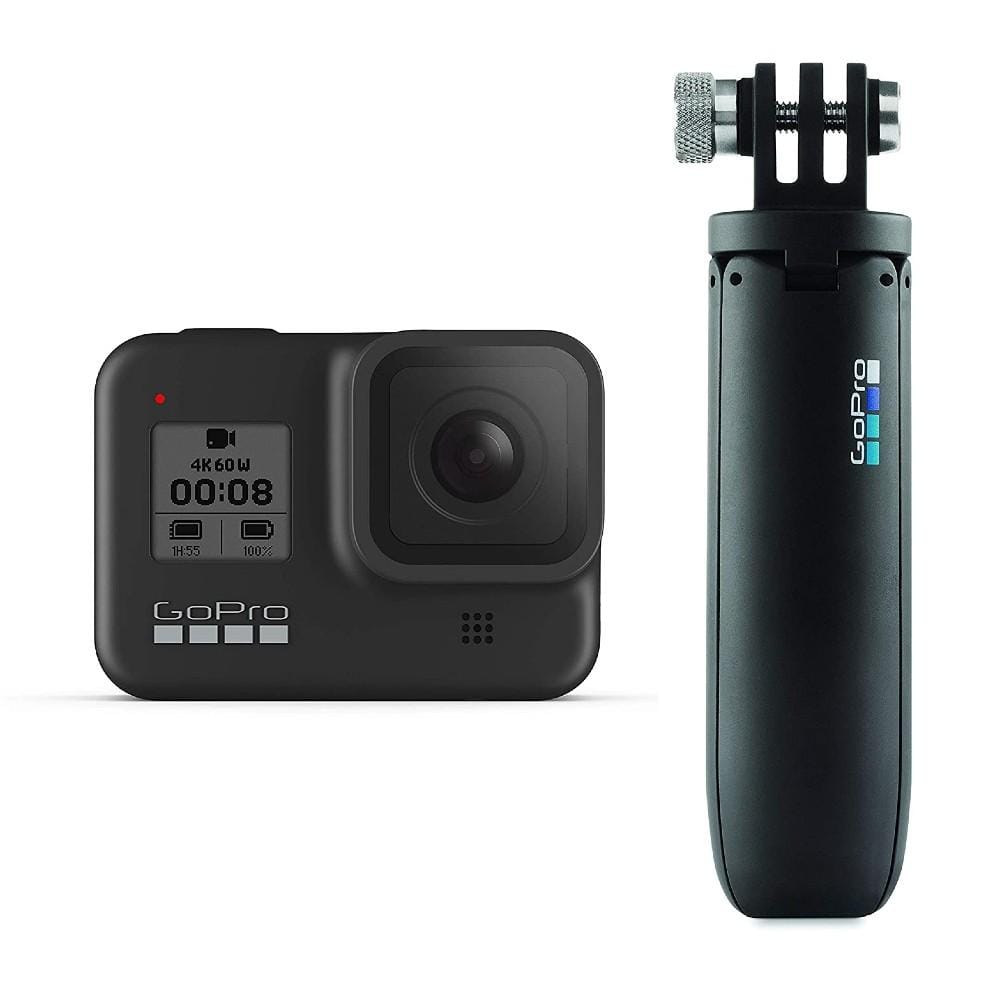 gopro action cameras black gopro hero 8 hypersmooth streamlined 4k action camera with shorty- black with 2 year warranty   