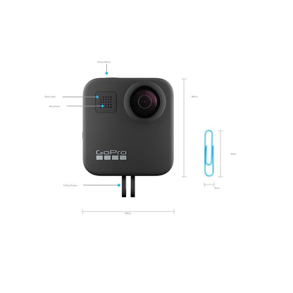 gopro action cameras black gopro max 360 dual lens action camera with battery- black - 2 year warranty   