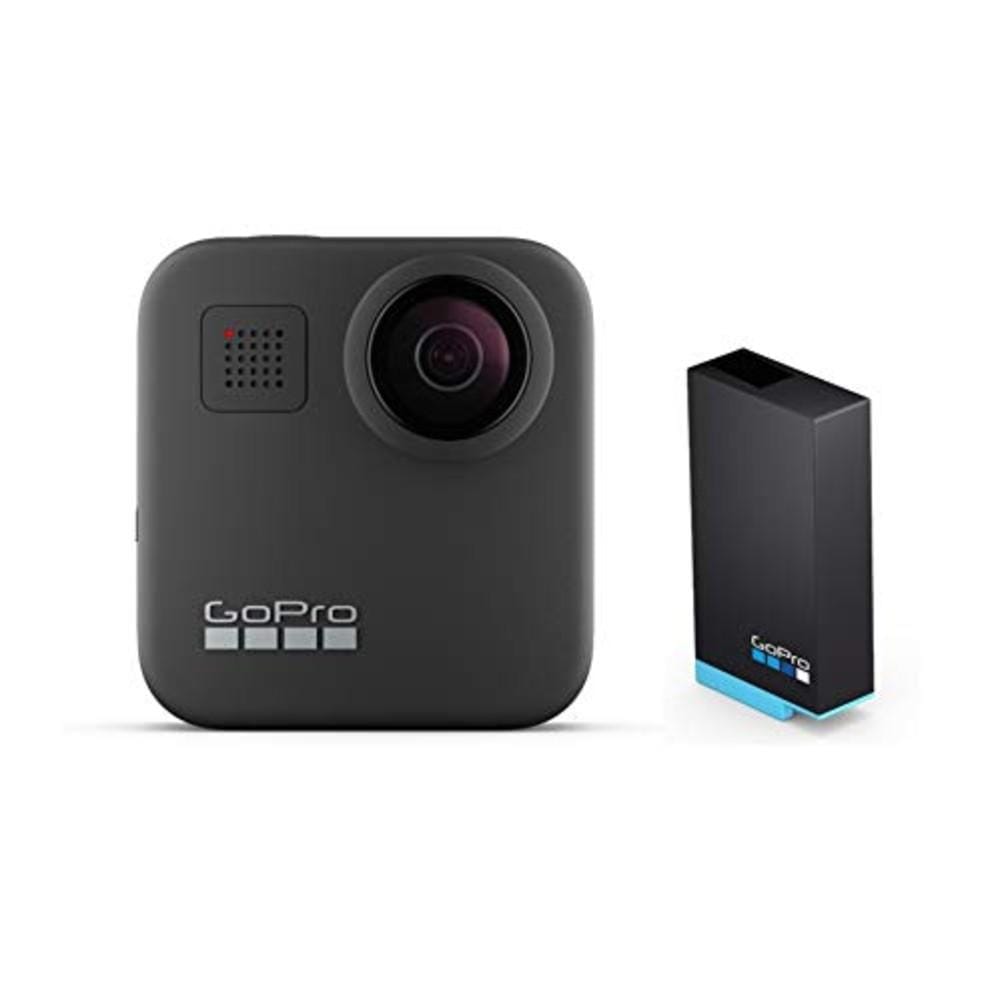 gopro action cameras black gopro max 360 dual lens action camera with battery- black - 2 year warranty   