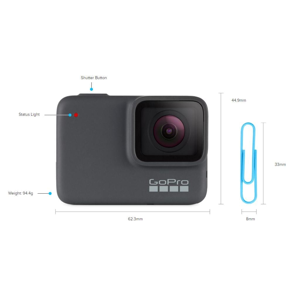 gopro action cameras gopro hero7 silver 10mp rugged waterproof stabilized 4k action camera with 2 year warranty